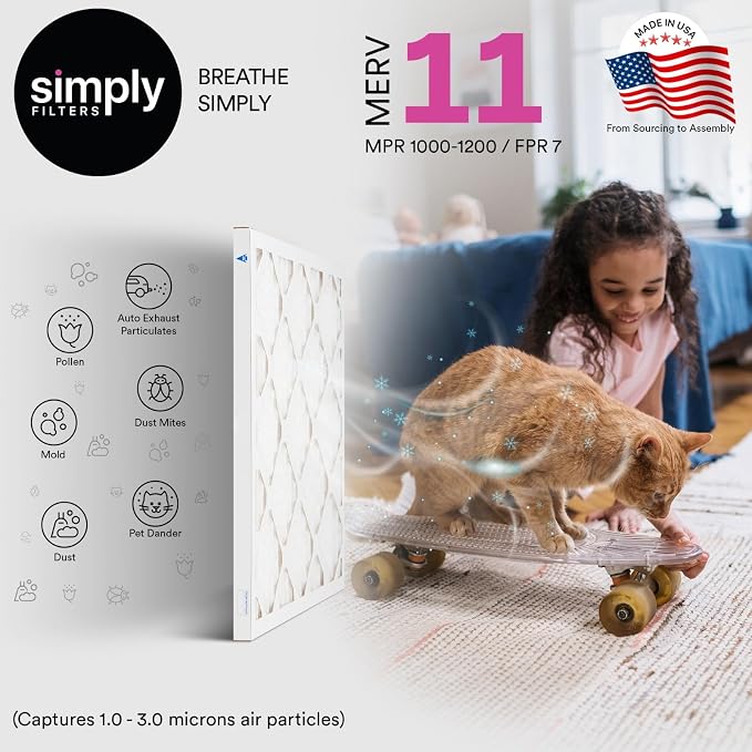 Simply 10x20x1 Air Filter, Merv 11, 12 Pack,