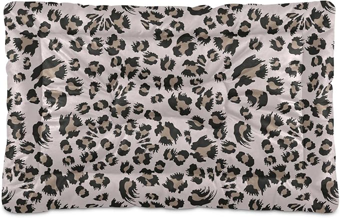 Pet Bed Leopard Print Dog Bed Mat Absorbing Non Slip Pad Pet Sleeping Mat for Small, Medium, and Large Dogs Puppy Cat 36 in x 24 in
