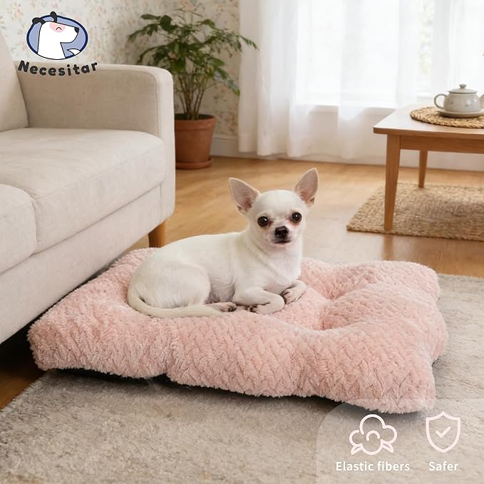18 inch Dog Crate Bed Dog Mats for Sleeping,Up to 10 lbs Fluffy Pink Puppy Pad XXS