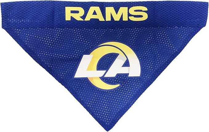 NFL DOG BANDANA - LOS ANGELES RAMS REVERSIBLE PET BANDANA. 2 Sided Sports Bandana with a PREMIUM Embroidery TEAM LOGO, Large/X-Large. - 2 Sizes & 32 NFL Teams available