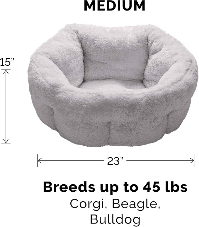 Furhaven 23" Round Self-Warming Pet Bed for Indoor Cats & Medium/Small Dogs, 100% Washable, For Pets Up to 45 lbs - Hi Lo Plush Luxe Faux Fur Cuddler - Gray, Medium