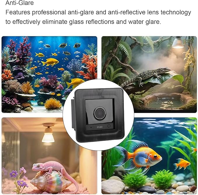 Zopsc WiFi Fish Tank Camera, 2K HD Aquarium Terrarium Camera with 140 Wide Angle, Anti Lens, AI Motion Detection, for Reptile Terrarium Aquarium