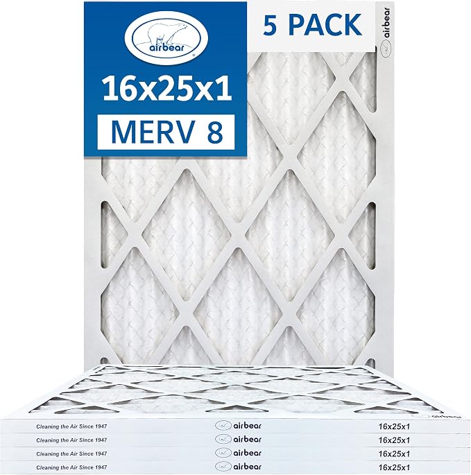 16x25x1 Air Filter MERV 8 TRION Air Bear Pleated HVAC Air Filters Replacement