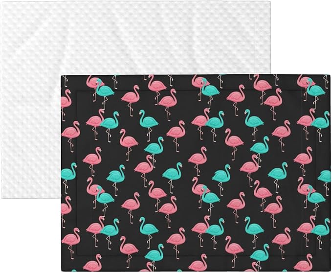 Double Sided Pet Bed Blanket for Added Cushion Warmth, Flamingo Pattern, Reversible Cover with Textured Dot Surface for Existing Beds Standalone Mat