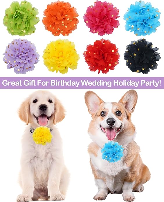 PET SHOW Small Dog Collar Charms Bowties for Cats Rabbits Slide on Puppies Medium Dog Collars Attachment Flower Bows Pet Bowknot Valentines Grooming Costumes Accessories