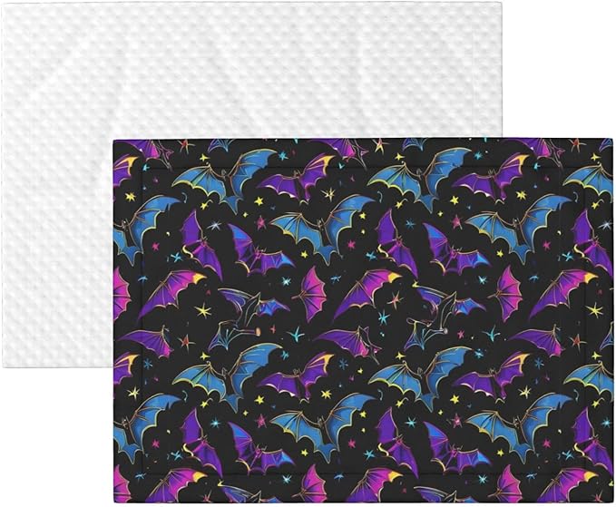 Reversible Plush Pet Blanket for Puppies Kittens, Halloween Cool Bats, Double Sided Gentle Dot Texture for New Pets Adjusting to Home Environment Softly