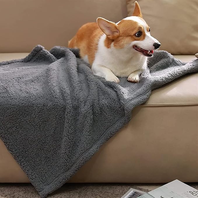 Pet Blankets for Couch Sofa Bed Dog Blankets Reversible Cat Blanket Soft Furniture Protector Cover for Small Medium Large Dogs Cats, Grey, 41 x 30 inches