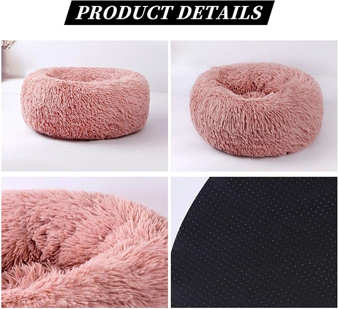 Warming Round Dog Bed for Small, Medium and Large Dogs & Cats, Short & Long Plush Pet Bed, Luxurious Faux Fur Donut Cuddler, Bolster Pet Bed & Sofa, Machine Washable 80CM 32Inch
