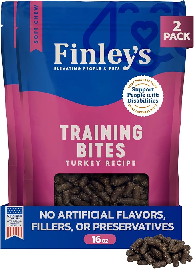 Finley's Training Treats for Puppies, Soft Turkey Dog Treats for All Dogs and Sizes, Limited Ingredient, Low Calories, 16oz, 2 Pack