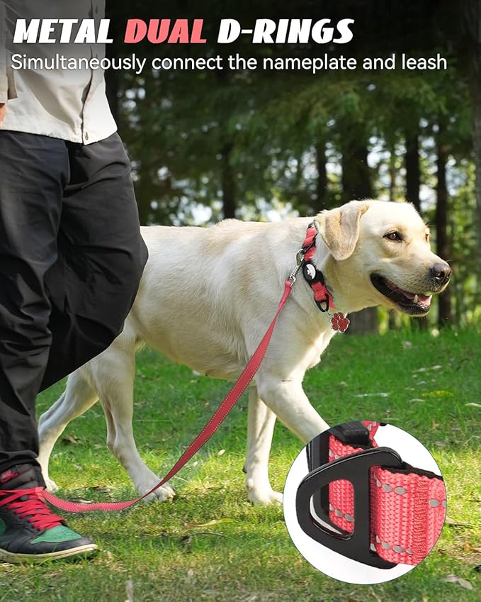 Joytale Airtag Dog Collar, Reflective Pet Collar with Waterproof AirTag Holder, Dual D-Rings, Soft Padded Adjustable for Extra Small and Puppy Dogs, Neon Pink, XS