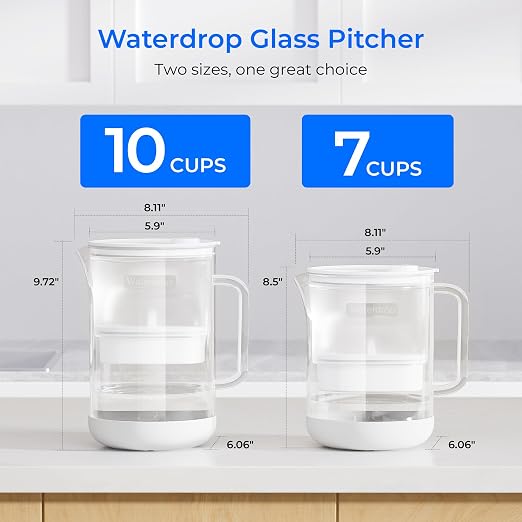 Waterdrop Large Glass Water Filter Pitcher, Eco-Friendly,