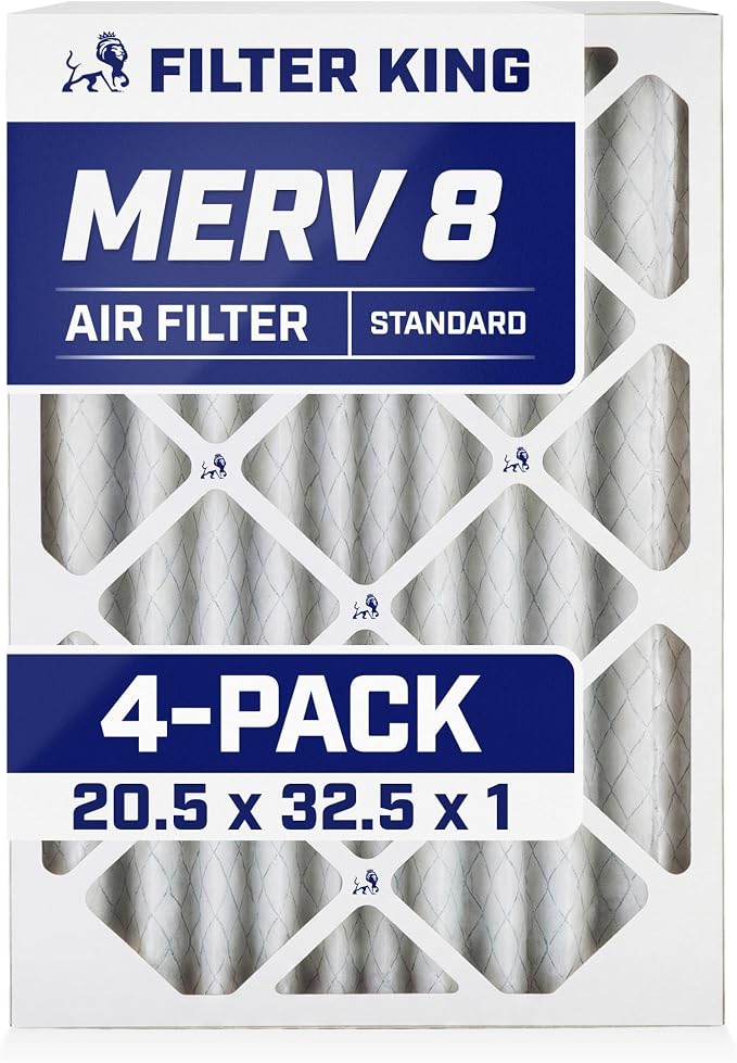 Filter King 20.5x32.5x1 Air Filter | 4-PACK | MERV 8 HVAC Pleated A/C Furnace