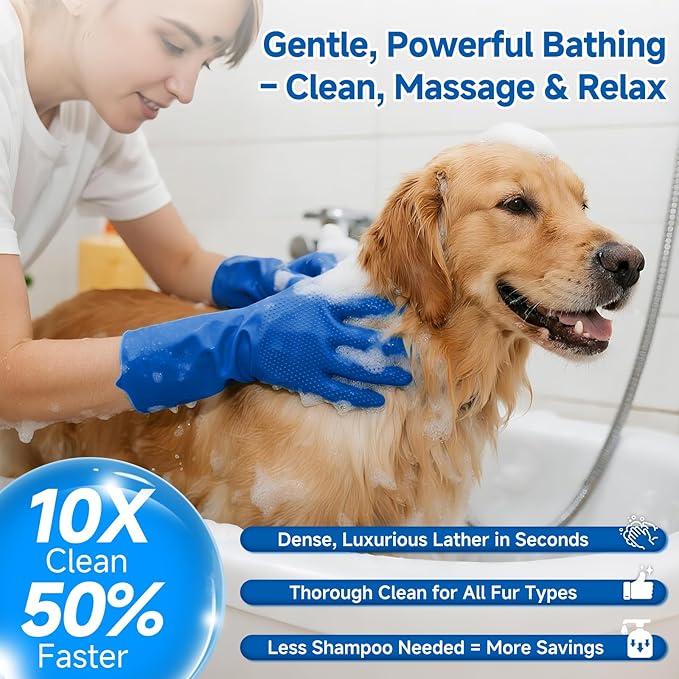 Pet Steam Brush for Dog & Cat – shower bath brush – Steam for Shedding & Grooming Water Brush for Long & Short Haired Pets Spritz Defur Comb 3-in-1 Spray Hair Removal Comb Includes 1*Waterless Shampoo