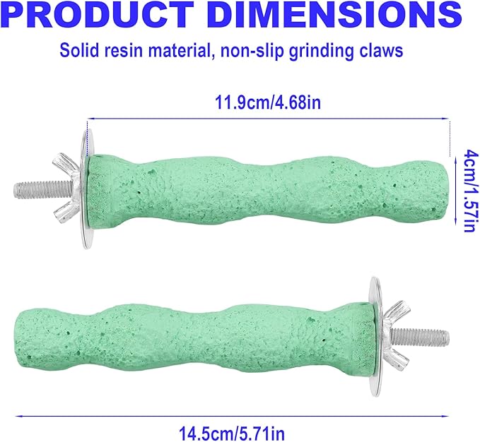 2pcs Bird Beak Grinding Stone, Resin Anti-Slip Beak Grinder Stone Perches Bird Parrot Cage Perch Stand for Parrot Budgie Cockatiel Cage Accessories