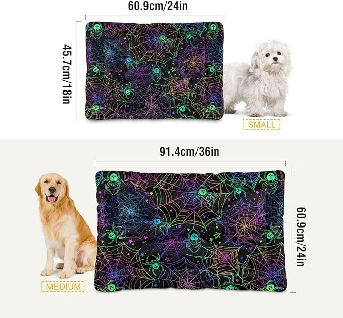 Pet Bed Halloween Spider Web Dog Bed Mat Absorbing Non Slip Pad Pet Sleeping Mat for Small, Medium, and Large Dogs Puppy Cat 36 in x 24 in