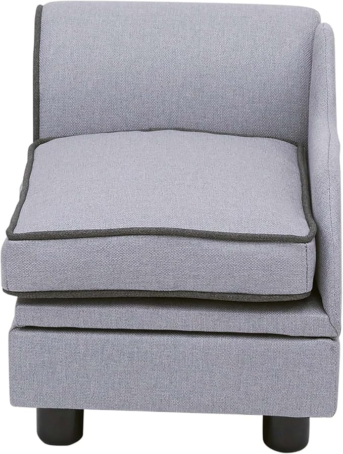 Teamson Pets Ivan 22 Inch Long Upholstered Chaise Lounge Sofa Dog Bed with Removable Cushion and Underneath Storage for Cats & Small Dogs, Light Gray