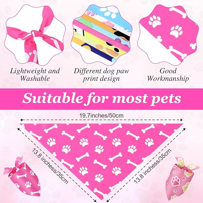 Abbylike 50 Pcs Paw Print Dog Bandanas Bulk Cute Footprint Bandanas for Dogs Triangle Kerchief Bib Scarf for Pets Halloween Party Costume Photo Props Daily Accessories Pet Shops (19.7 x 13.8 x 13.8)