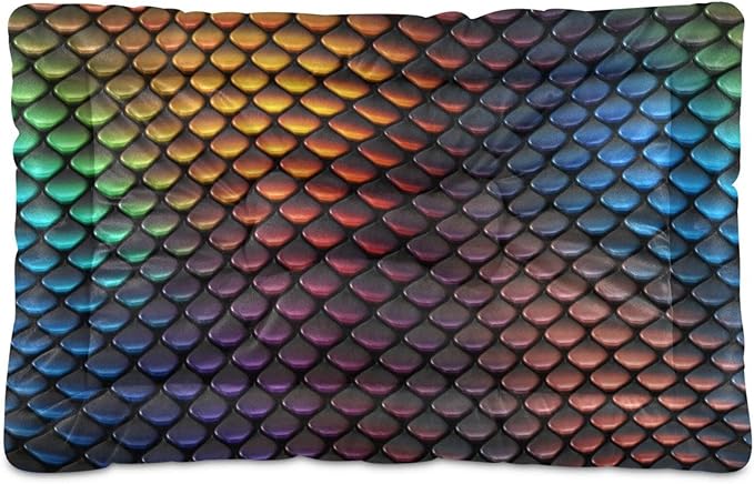 Colored Scales Pet Bed Cute Dog Bed Mat Absorbing Non Slip Pad Pet Sleeping Mat for Small, Medium, and Large Dogs Puppy Cat 24 in x 18 in