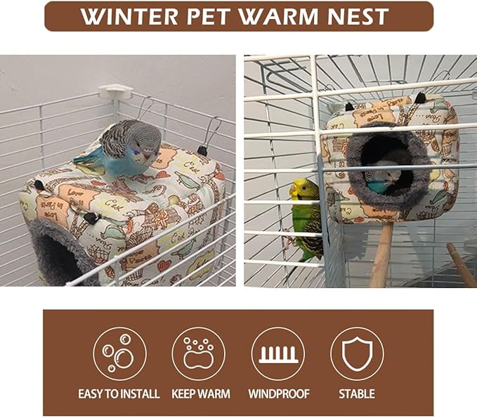 Bird Plush Nest Bed - Hanging Soft and Warm Hammock for Birds Parrot Parakeet Cockatiel Conure Hamster Rat Squirrels etc