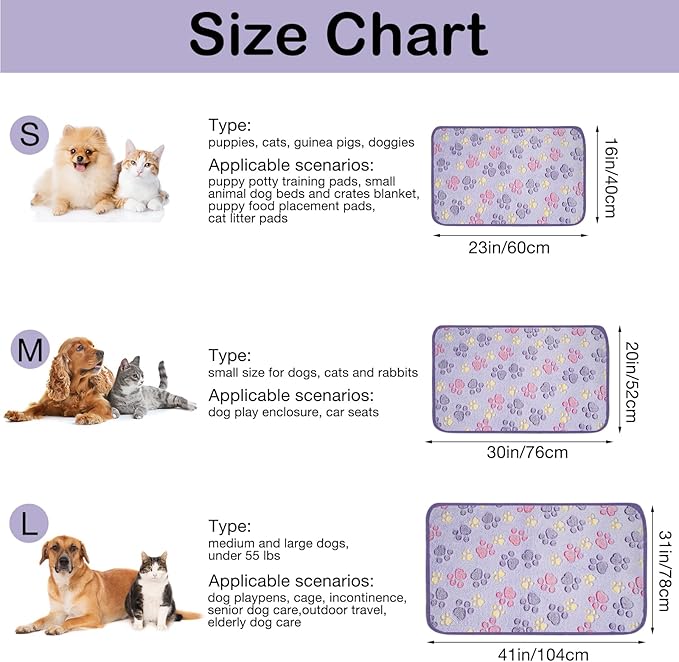 Dono 1 Pack 2 Dog Blankets, Soft Fluffy Fleece Pet Blanket Warm Sleep Mat Paw Print Design Puppy Kitten Throw Blankets Doggy Blanket for Dogs