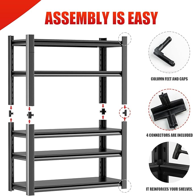 Garage Shelving Unit, Heavy Duty 5 Tier Storage Shelf, Industrial Utility Shelving, Durable Metal Shelf Organizer, Metal Garage Shelving Heavy Duty 16" D x40 W x78 H（2 Pieces）