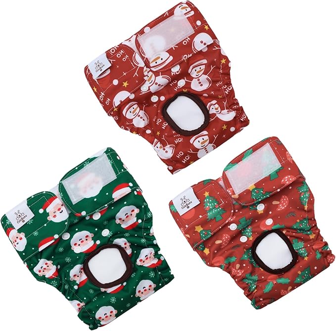 CuteBone Dog Diapers Female Washable Small Medium Large 3 Pack Reusable Doggie Diapers Puppy Period Pants for Doggy Heat Cycle Peeing