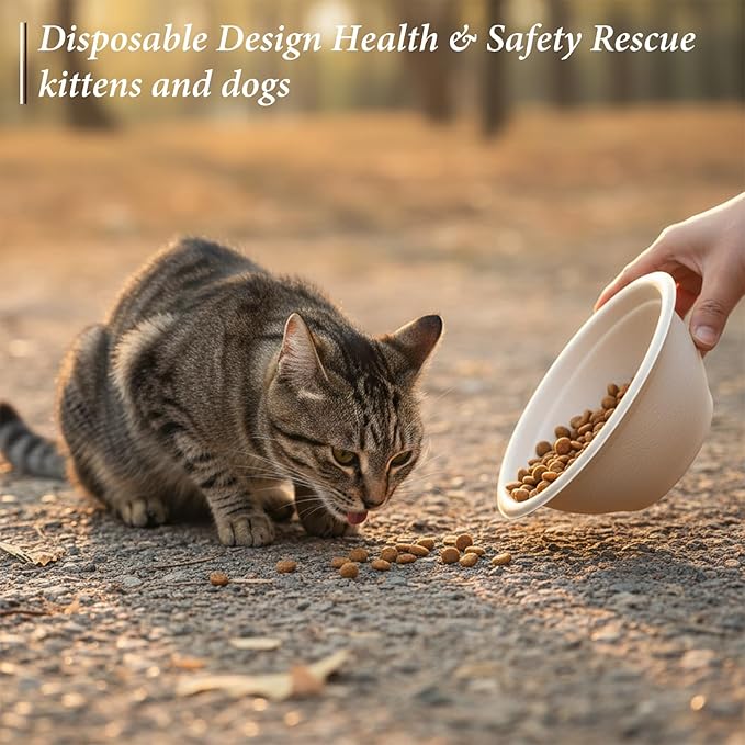 SHENLIU 200 Pcs Disposable Pet Bowls Bulk 8 Oz, Disposable Dogs Cat Food Travel Bowls Paper Puppy Cat Food Dish Safe Container for Outdoor Small Animal Feeding and Watering Supplies