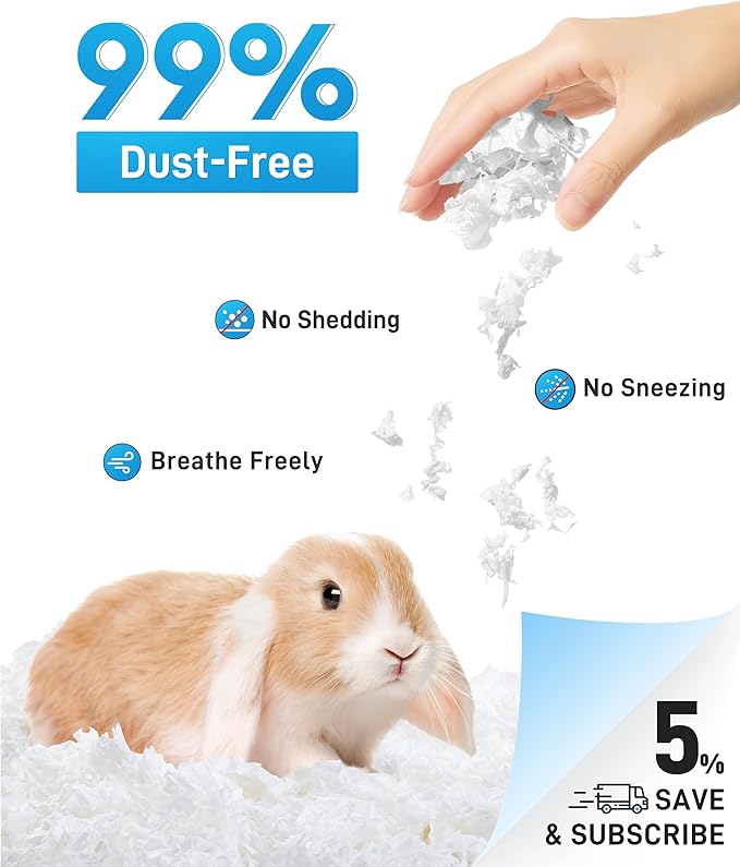 BUCATSTATE Hamster Bedding 101L, 99% Dust-Free Guinea Pig Bedding Odor Control Paper Bedding, Cozy Small Animal Bedding for Rabbit Rat Syrian Dwarf Hamsters Gerbils (White)