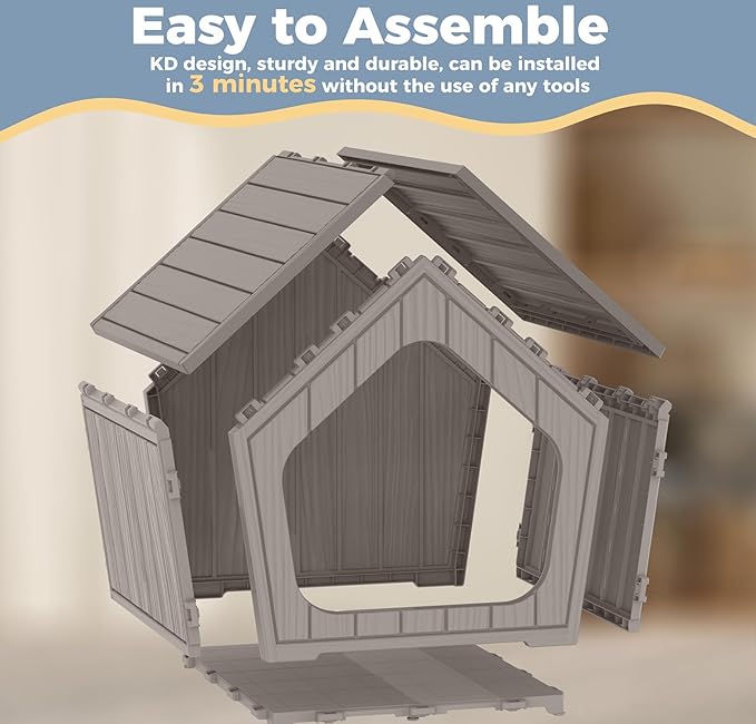 DRATO Outdoor Waterproof Cat House,23.43×22.64×22.8 Inches,Insulated Cat Shelter Feral for All Seasons,Easy to Assemble,Suitable for Cats and Small Dogs (Light Brown, 23.43×22.64×22.8 Inches)