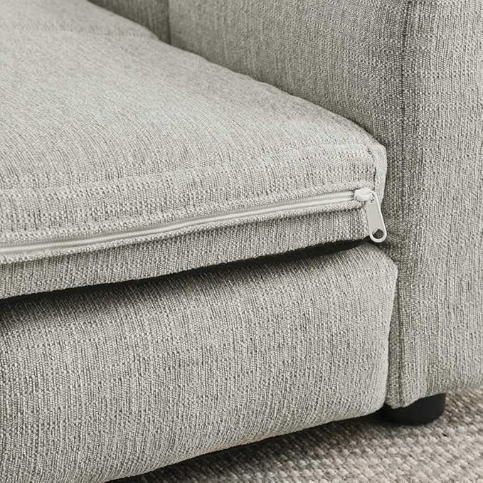 Modern Pet Sofa Bed for Large Dogs Up to 130lbs, Luxurious Living Room Dog Couch with Supportive Backrest and Armrests, Easy-to-Clean Linen Fabric Elevated Pet Furniture