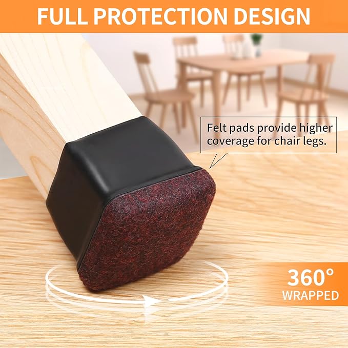 Ezprotekt 24 Pcs Square Chair Leg Floor Protectors