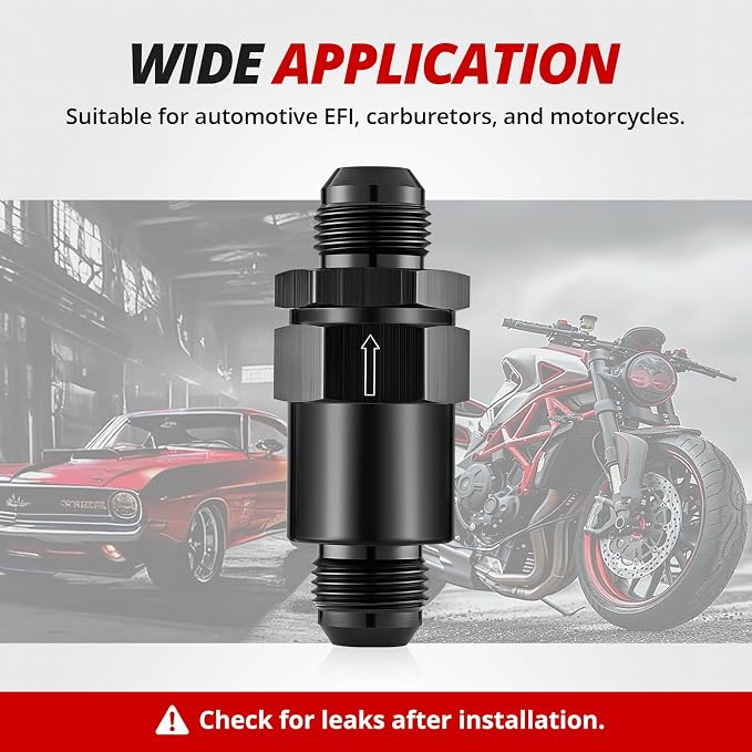 EVIL ENERGY 10AN Billet Inline Fuel Filter 30 Micron Aluminum Black