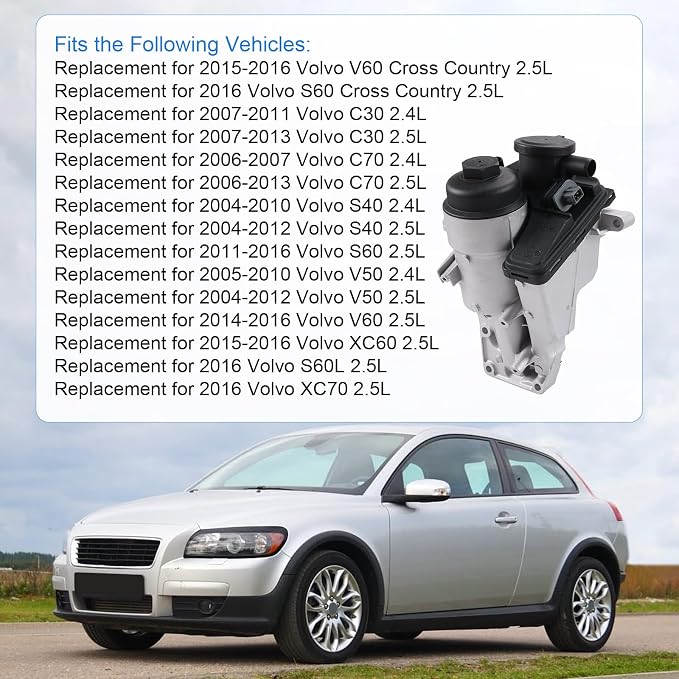Oil Filter Housing with Gasket for 2004-2016 Volvo C30 C70 S40 S60 V50 V60 XC60