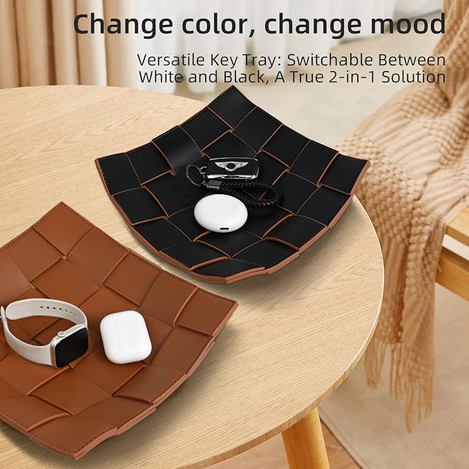 Valet Tray PU Leather Key Holder Bowl
