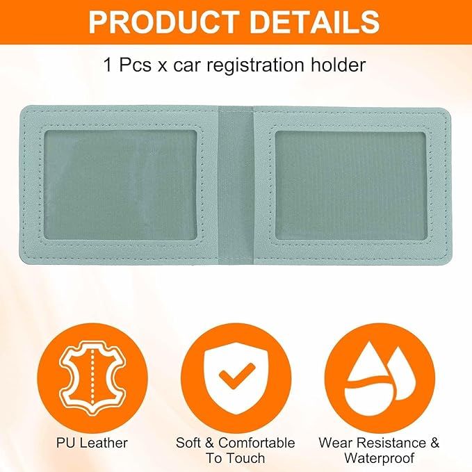 HARFINGTON Car Registration and Insurance Holder PU Leather Vehicle Glove Box Organizer Storage Accessories Car ID Holder with 2 Pockets for License ID Card Bank Card Documents, Blue