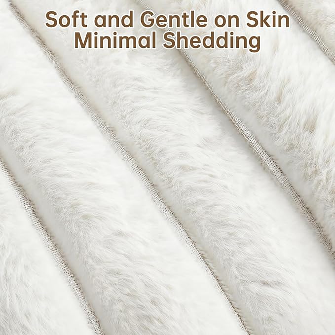 Donut Dog and Cat Bed, Luxurious Comfortable Faux Rabbit Fur Pet Beds, Soft Anti-Anxiety Calming Puppy Kitten Bed with Anti-Slip Bottom for Small Dogs & Cats(20", White)