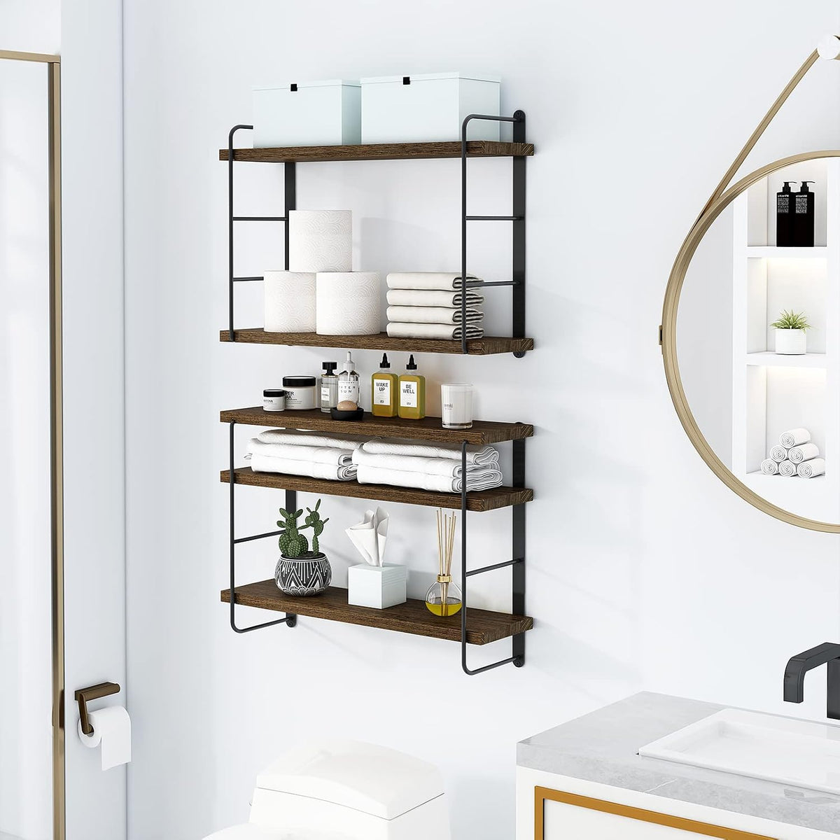 MXCSE Shelves on Wall, Floating Bookshelves, Shelves for Room Wall (Brown)