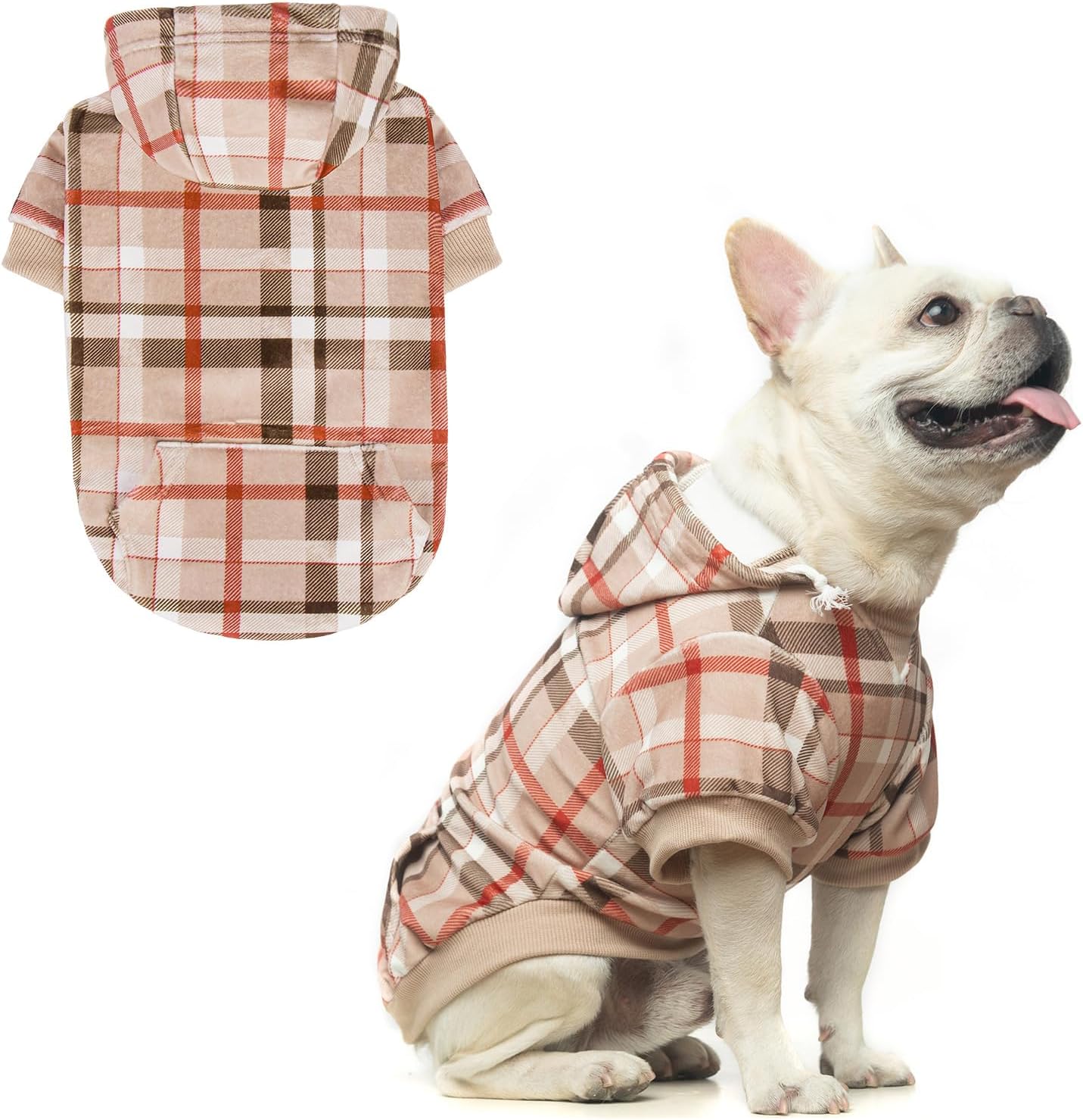 BEAUTYZOO Dog Hoodie Sweaters for Small Medium Large Size Dogs Girls Boys- Premium Quality, Ultra Soft, Superior Comfort Fit, Fleece Lined Hooded Sweatshirt- Cold Weather Pet Clothes Winter Coat,Plaid