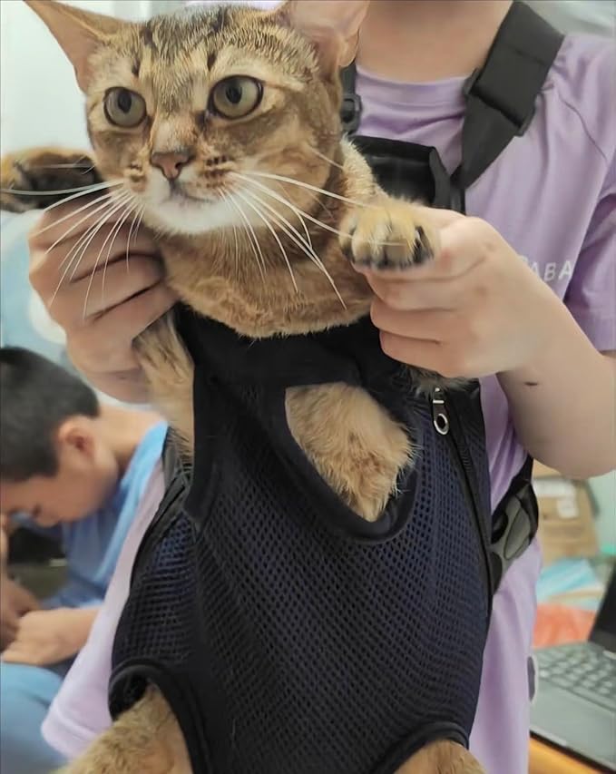Pet Carrier Backpack - Adjustable Pet Front Cat Dog Carrier Backpack Travel Bag,Legs Out,Easy-Fit for Traveling Hiking Camping for Small Medium Dogs Cats Puppies. (Navy Blue, Medium)