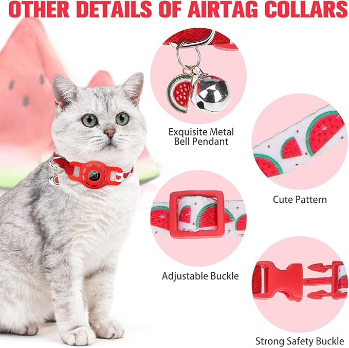 BINGPET AirTag Cat Collar with Bells, Upgraded Safety Elastic Cat Collar with Airtag Cat Collar Holder, Anti-Lost Cat Collars for Cats, Anti-Suffocation Kitty Puppy Collars