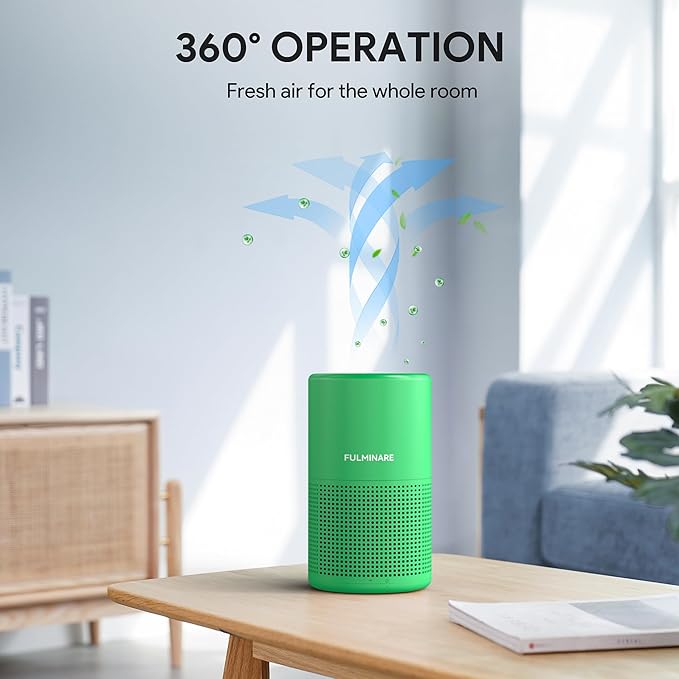 FULMINARE Air Purifiers for Home Bedroom H13 HEPA Air Purifier, 3 Speeds, Timer, 24dB, Small Mini Air Purifier with Night Light, Mint Green