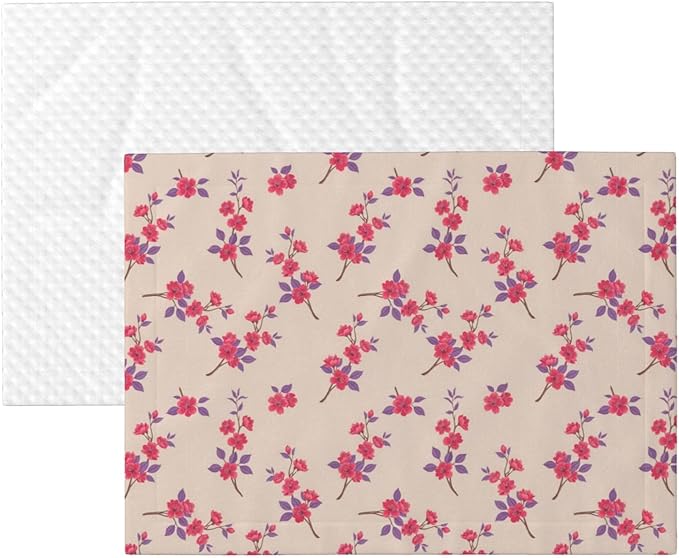 Dog and Cat Blanket in One, Cherry Flower Seamless Flowers Pattern, Double Sided Plush Throw with Raised Dot Pattern on One Side and Flat Velvet on Other for Variety