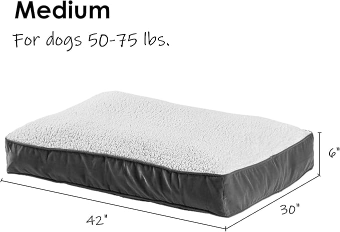 South Pine Porch Buddy Reversible Rectangle Pillow Style Microfiber and Sherpa Dog Bed with Removable, Machine-Washable Cover, Crimson Sherpa, Medium (42 in. x 30 in.)