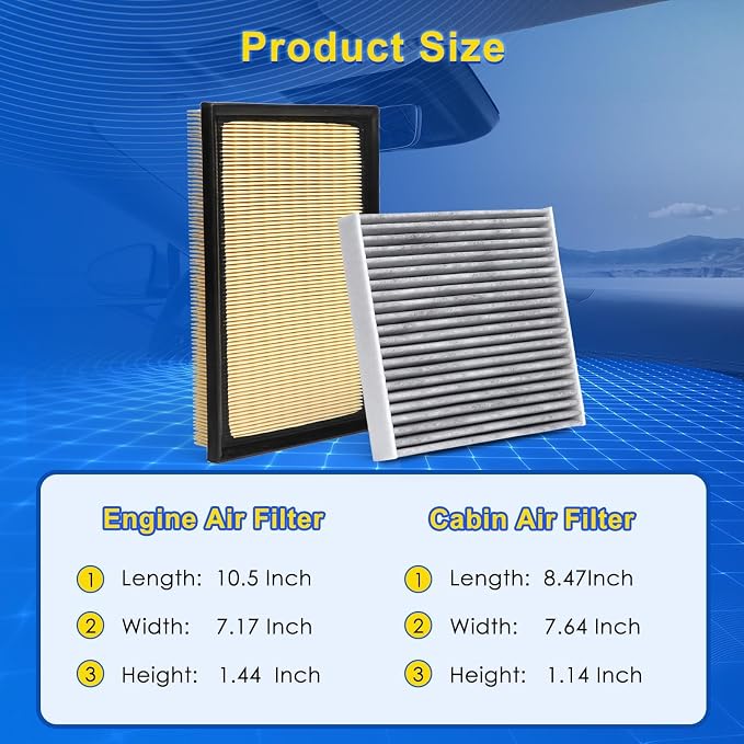 Cabin & Engine Air Filter Kit for 2012-2017 Camry 2.5L
