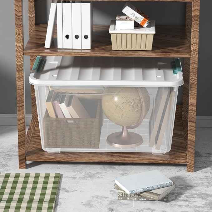 Zopnny Storage Box with Latch Lid, Stackable Durable Christmas Storage