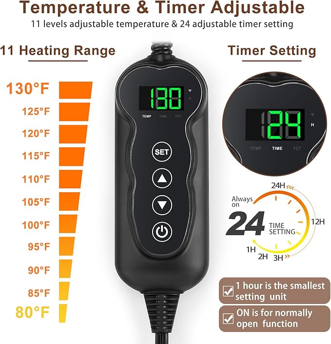 MIXJOY Heated Cat Bed, 11 Adjustable Temperature Cat Heating Pad Indoor with Timer, Pet Heating Pads for Cats Dogs, Electric Dog Heat Pad with Washable Cover, Heated Pet bed-18''x16'', Small