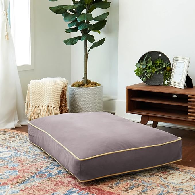 South Pine Porch Buddy Reversible Rectangle Pillow Style Microfiber Dog Bed with Removable, Machine-Washable Cover, Smoke, Medium (42 in. x 30 in.)