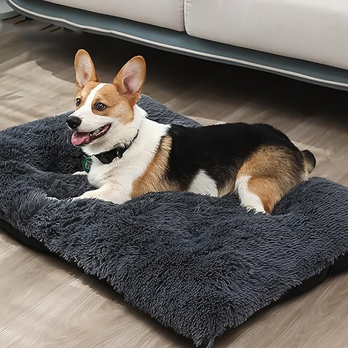 Dog Crate Mat, Dog Bed for Large Dogs, Comfy Fluffy Kennel Pad Anti-Slip for Dog beds & Furniture, Quilted Dog Bed for Pets for Medium/Small Dogs Cats (Color : Gray 1, Size : 48x33)