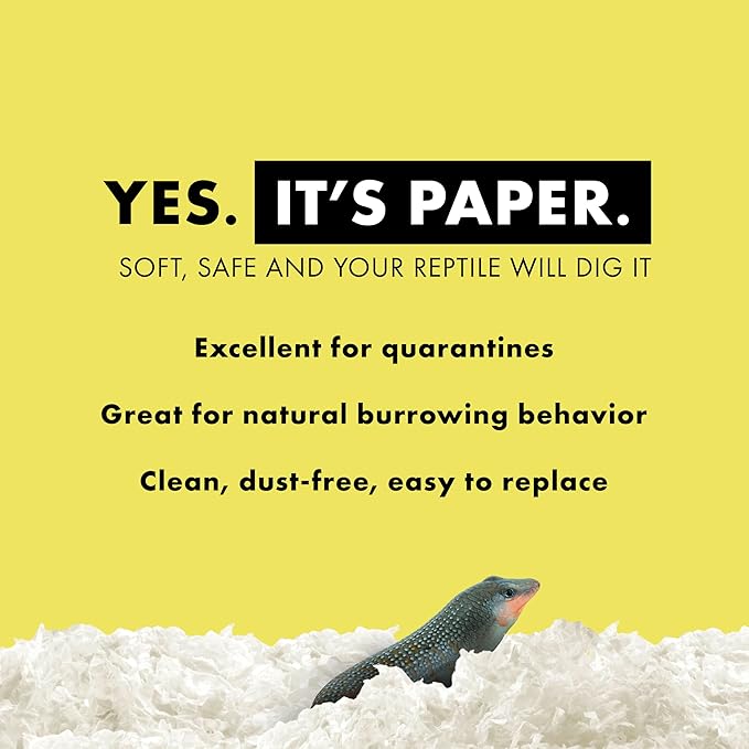 Zilla Reptile Comfort Bedding, Burrowing Reptile Paper Bedding for Skinks and Snakes, 24.6 Liters