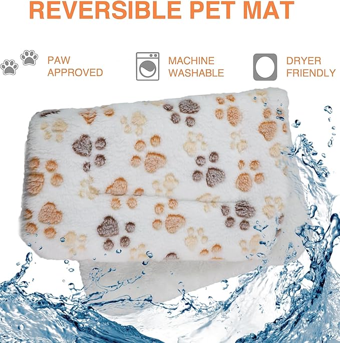 Dog Mat for Crate With Calming Pillow, Portable Pet Liner Travel Bed, Medium Size Fluffy Kennel Pads, Washable 24x15inches